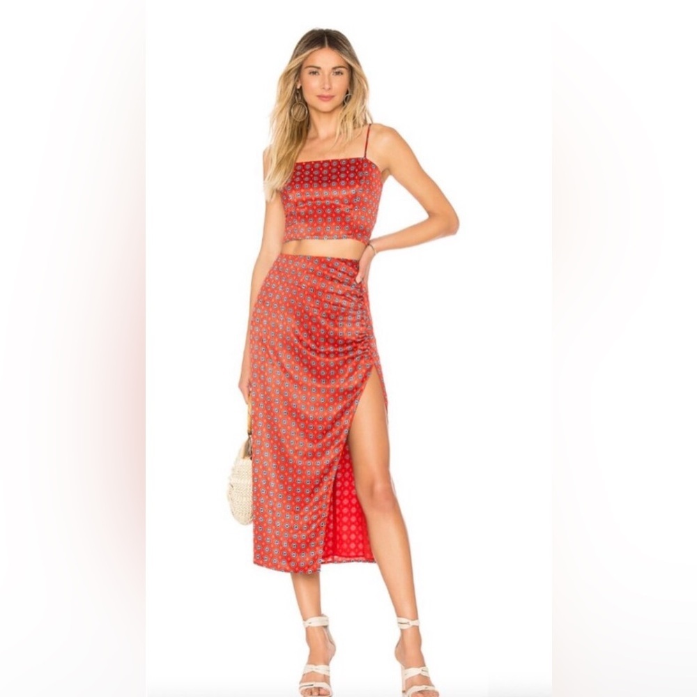 X Revolve Jula Top & Elin Skirt In Red Geo Tile House Of Harlow 1960, Size S
